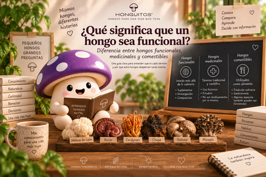 ¿Qué significa que un hongo sea funcional? Diferencia entre hongos funcionales, medicinales y comestibles