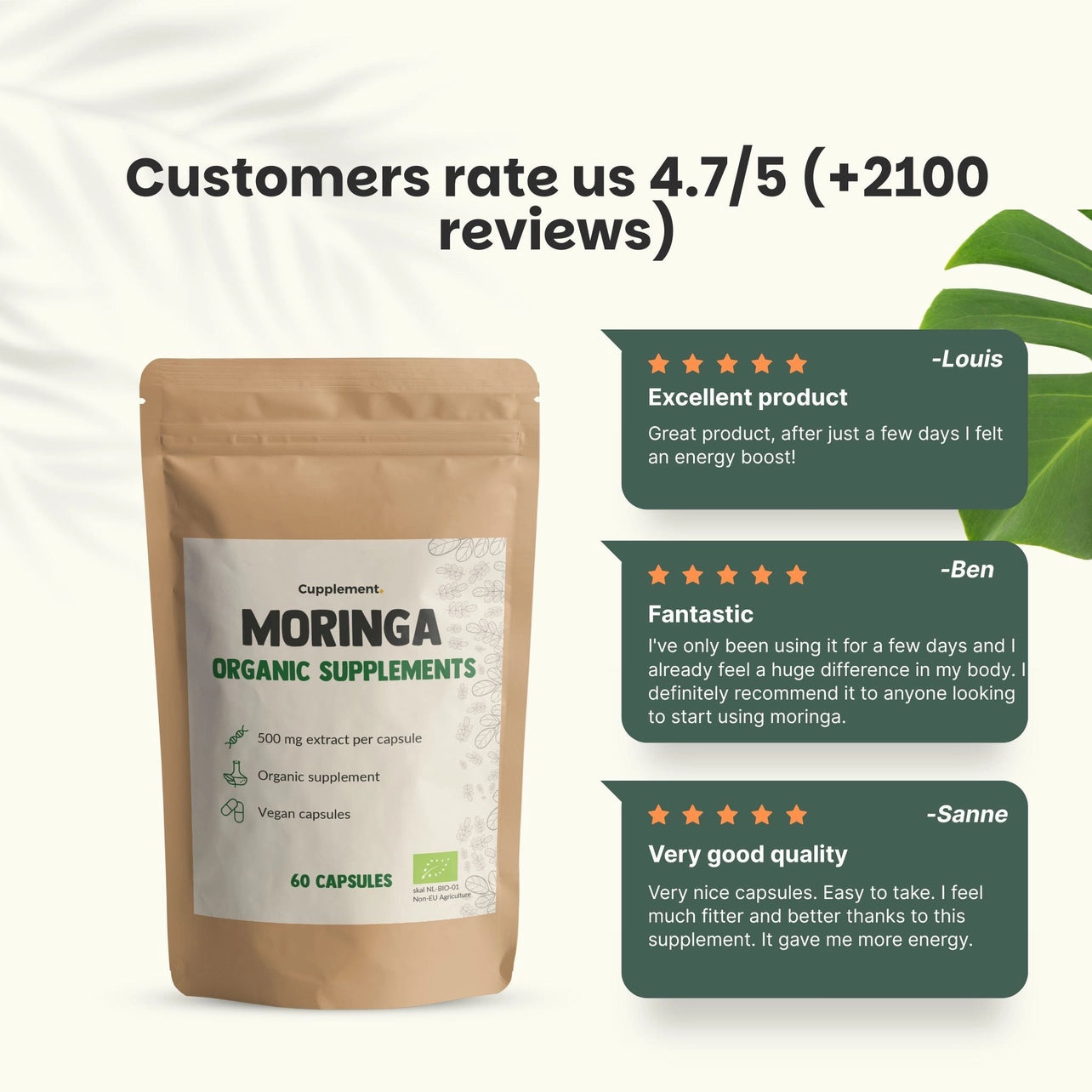 Moringa Orgánica – 60 Cápsulas Veganas