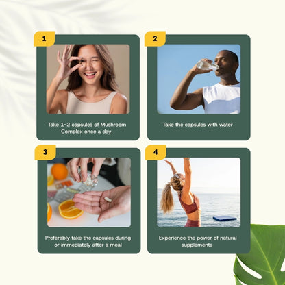 Complejo de 4 Hongos Orgánicos 400 mg – 60 Cápsulas Veganas