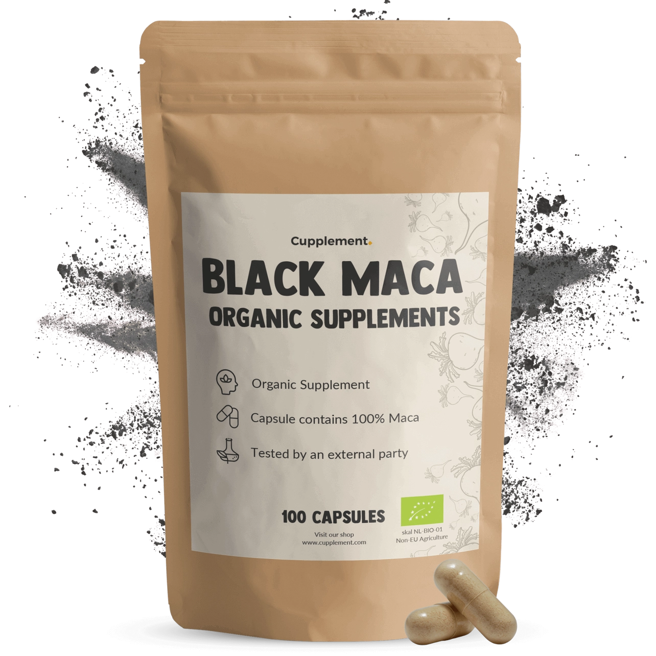 Maca Negra Orgánica 500 mg – 100 Cápsulas Veganas