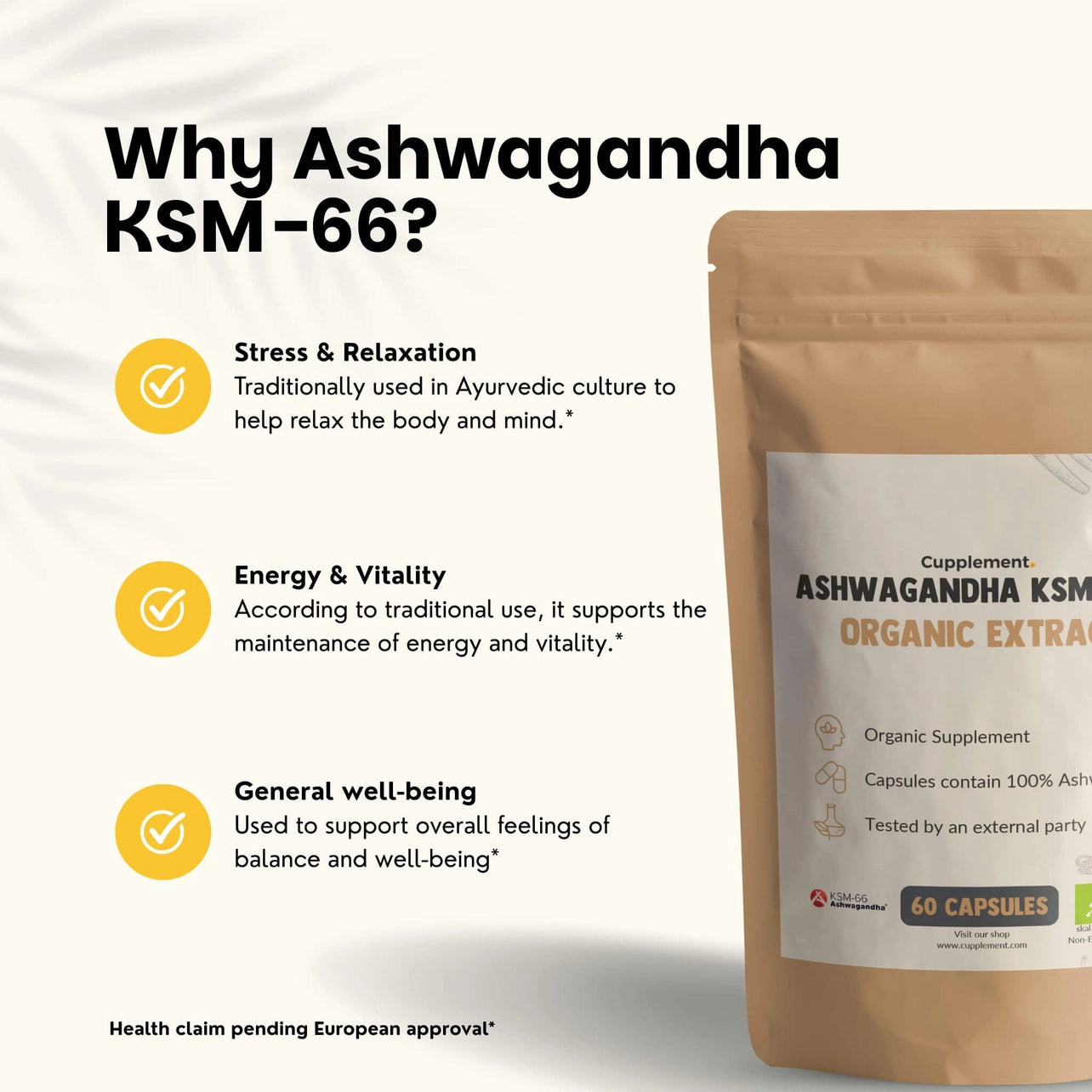 Ashwagandha KSM-66 Orgánica 500 mg – 60 Cápsulas Veganas