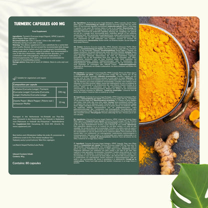 Cúrcuma Orgánica 600 mg – 60 Cápsulas Veganas