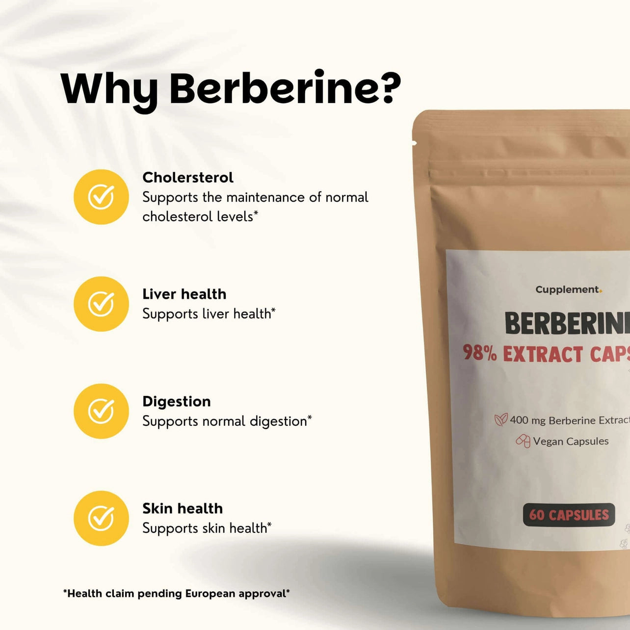 Berberina HCl 400 mg – 60 Cápsulas Veganas