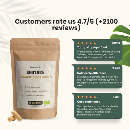 Shiitake Orgánico 500 mg – 60 Cápsulas Veganas