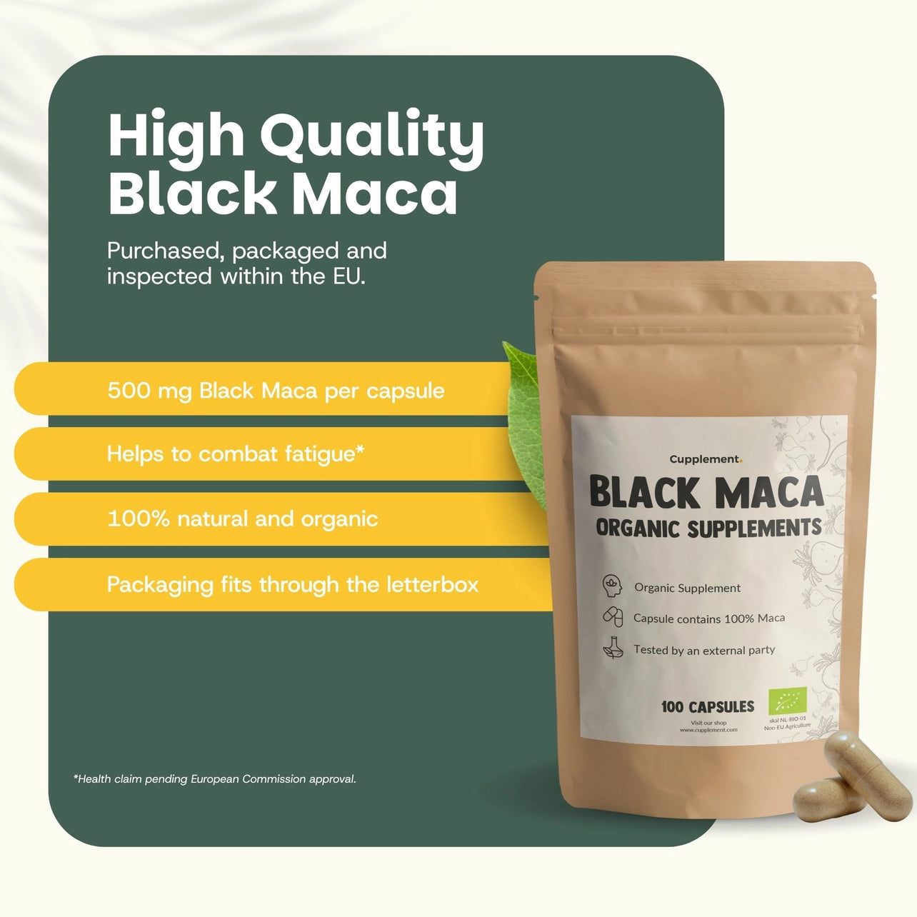 Maca Negra Orgánica 500 mg – 100 Cápsulas Veganas
