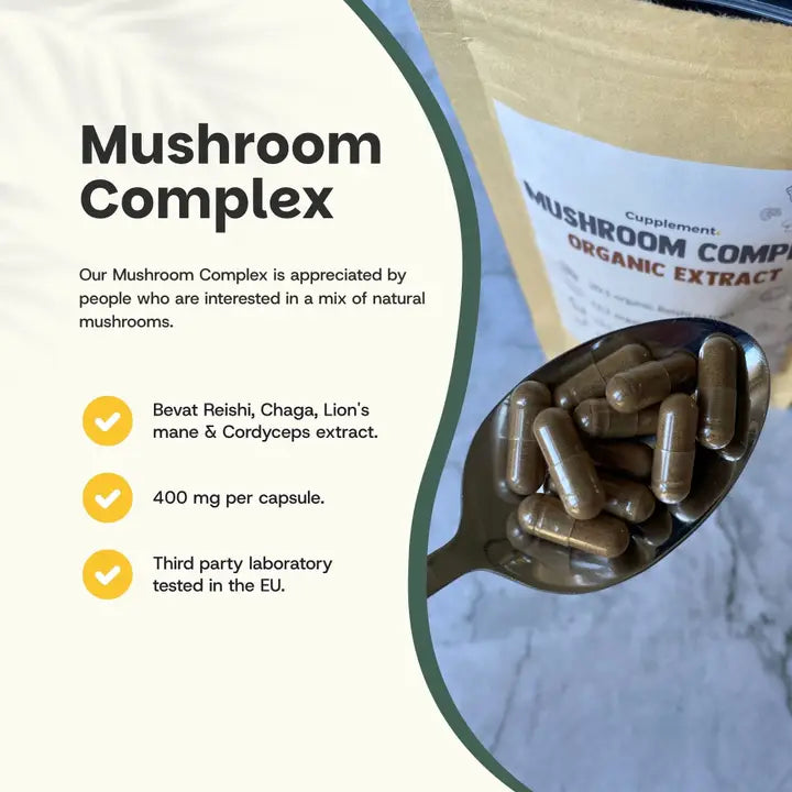Complejo de 4 Hongos Orgánicos 400 mg – 60 Cápsulas Veganas