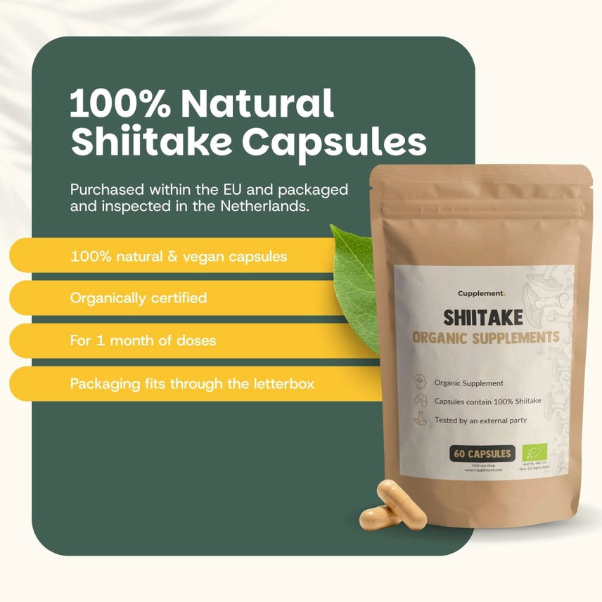 Shiitake Orgánico 500 mg – 60 Cápsulas Veganas