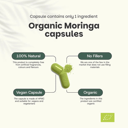 Moringa Orgánica – 60 Cápsulas Veganas