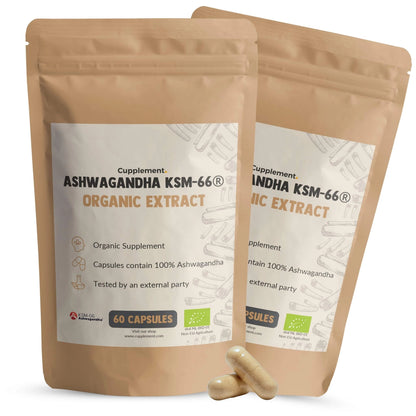 Ashwagandha KSM-66 Orgánica 500 mg – 60 Cápsulas Veganas
