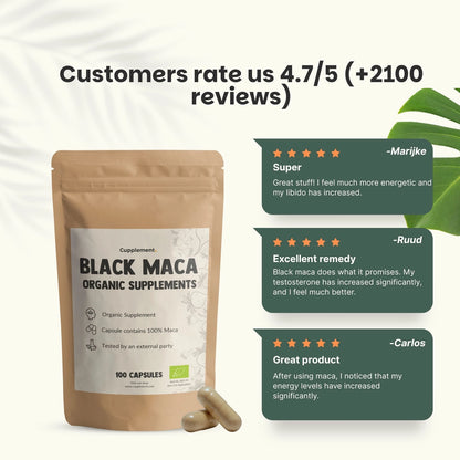 Maca Negra Orgánica 500 mg – 100 Cápsulas Veganas