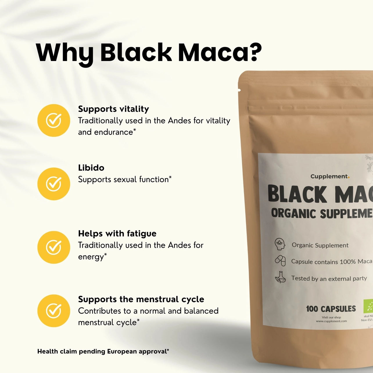Maca Negra Orgánica 500 mg – 100 Cápsulas Veganas