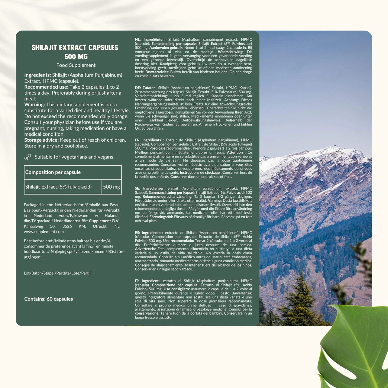 Shilajit 500 mg – 60 Cápsulas Veganas