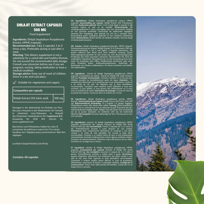 Shilajit 500 mg – 60 Cápsulas Veganas