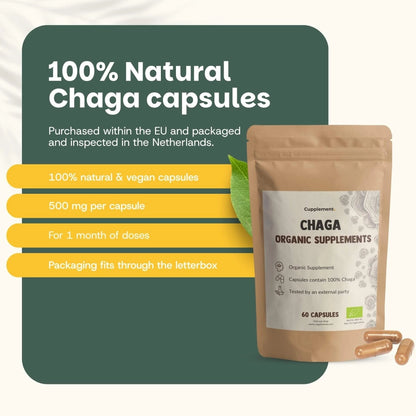 Chaga Orgánico 500 mg – 60 Cápsulas Veganas